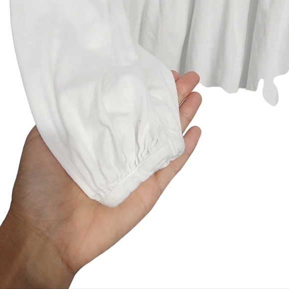 Rails Luella Pleated Top Ivory V Neck Ruffle Peplum Balloon Sleeve XL - Picture 6 of 8